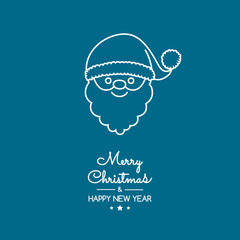 Vintage Christmas card with hand drawn Santa Claus. Vector.