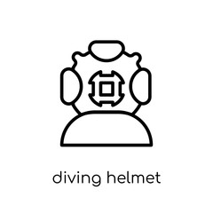 Diving Helmet icon. Trendy modern flat linear vector Diving Helmet icon on white background from thin line Nautical collection