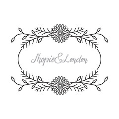 Feminine Flower Florist Wedding Line Frame Ornament