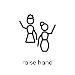 Raise hand icon. Trendy modern flat linear vector Raise hand icon on white background from thin line E-learning and education collection