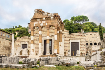 Fototapeta premium View at the ruins of Ancient Capitolium Temple in Brescia - Italy