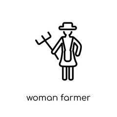 Woman Farmer icon. Trendy modern flat linear vector Woman Farmer icon on white background from thin line Ladies collection