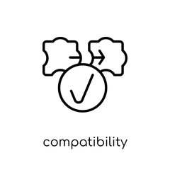 compatibility icon. Trendy modern flat linear vector compatibility icon on white background from thin line general collection