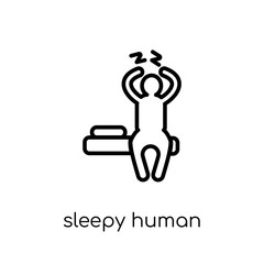sleepy human icon. Trendy modern flat linear vector sleepy human icon on white background from thin line Feelings collection