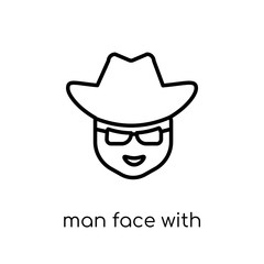 Man face with hat and sunglasses icon. Trendy modern flat linear