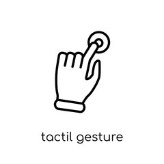 Tactil gesture icon. Trendy modern flat linear vector Tactil gesture icon on white background from thin line Hands and guestures collection