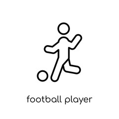 Football player playing icon icon. Trendy modern flat linear vec