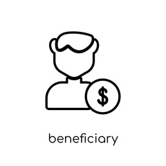 Beneficiary icon. Trendy modern flat linear vector Beneficiary icon on white background from thin line Insurance collection