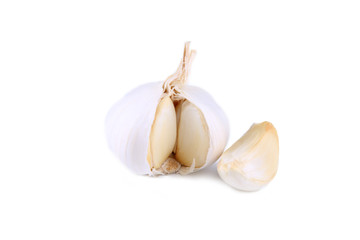 Isolated garlic.Fresh garlic on a white background