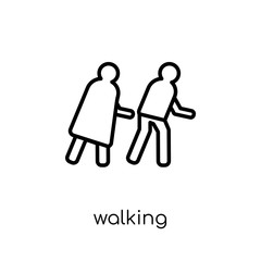 Walking icon. Trendy modern flat linear vector Walking icon on white background from thin line Maps and Locations collection