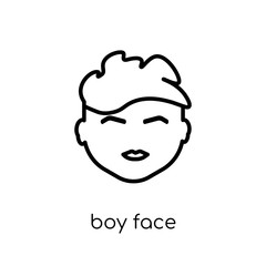 Obraz na płótnie Canvas Boy face icon. Trendy modern flat linear vector Boy face icon on white background from thin line People collection