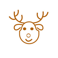 Christmas or new year deer animal isolated flat vector icon