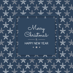 Christmas card in retro style with hand drawn snowflakes. Vector.