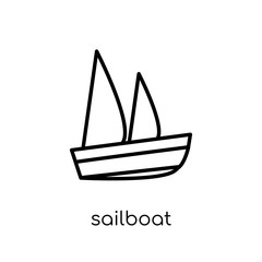 Sailboat Icon icon. Trendy modern flat linear vector Sailboat Icon icon on white background from thin line Maps and Locations collection