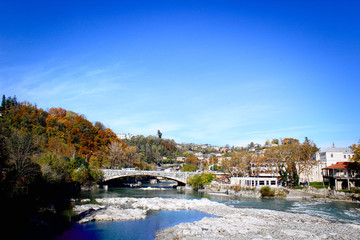 Fototapeta na wymiar View on the river Rioni and the city Kutaisi, Georgia