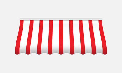 Red and white awning. Realistic canopy for store. - 236935309