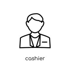 Cashier icon. Trendy modern flat linear vector Cashier icon on white background from thin line Professions collection