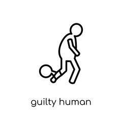 guilty human icon. Trendy modern flat linear vector guilty human icon on white background from thin line Feelings collection