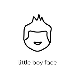 Little boy face icon. Trendy modern flat linear vector Little boy face icon on white background from thin line People collection
