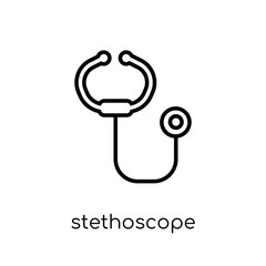 Stethoscope icon. Trendy modern flat linear vector Stethoscope icon on white background from thin line Health and Medical collection