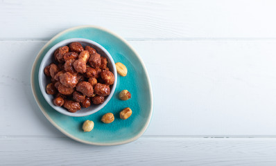 caramelized nuts in bowl