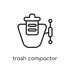 trash compactor icon. Trendy modern flat linear vector trash compactor icon on white background from thin line Electronic devices collection