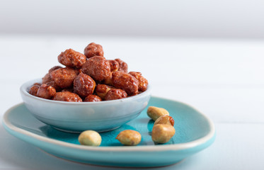 caramelized nuts in bowl