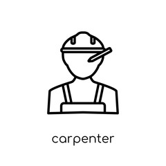 carpenter icon. Trendy modern flat linear vector carpenter icon on white background from thin line Professions collection