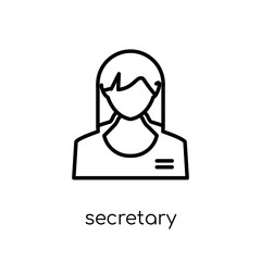 secretary icon. Trendy modern flat linear vector secretary icon on white background from thin line Professions collection