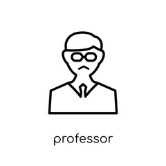 Professor icon. Trendy modern flat linear vector Professor icon on white background from thin line Professions collection