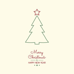 Christmas wishes with hand drawn tree. Vector.