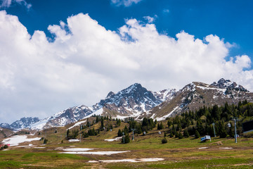 Shymbulak Ski Resort in spring, near Almaty city, Kazakhstan