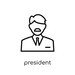 Fototapeta na wymiar President icon. Trendy modern flat linear vector President icon on white background from thin line Professions collection