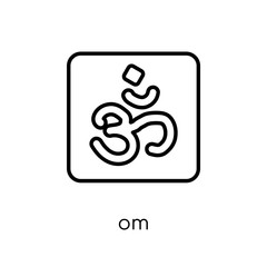 Om icon. Trendy modern flat linear vector Om icon on white background from thin line Religion collection