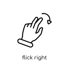 Flick Right gesture icon. Trendy modern flat linear vector Flick Right gesture icon on white background from thin line Hands and guestures collection