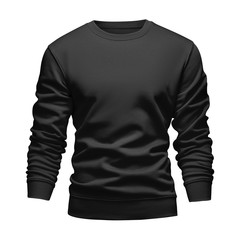 Men's blank mockup black sweatshirt wavy concept with long sleeves isolated white background. Front...