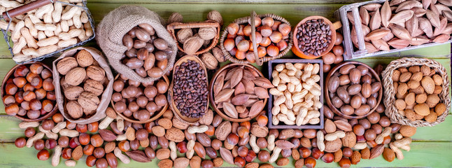 panorama of various nuts