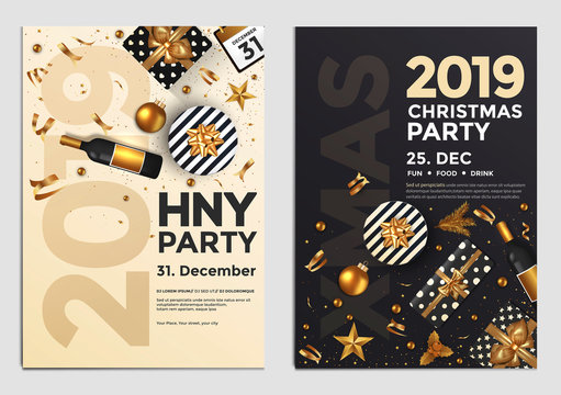 Christmas Party Flyer Design- golden design 2019 4