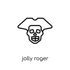 Jolly roger icon. Trendy modern flat linear vector Jolly roger icon on white background from thin line Fairy Tale collection