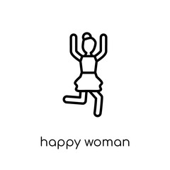 Fototapeta na wymiar Happy Woman icon. Trendy modern flat linear vector Happy Woman icon on white background from thin line Ladies collection