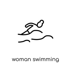Woman Swimming icon. Trendy modern flat linear vector Woman Swimming icon on white background from thin line Ladies collection