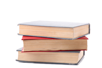 Old vintage books isolated on white background
