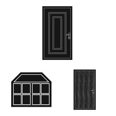 Vector illustration of door and front logo. Collection of door and wooden vector icon for stock.
