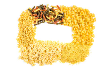 Obraz premium Mix of pasta isolated on white background.