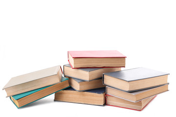 Old vintage books isolated on white background