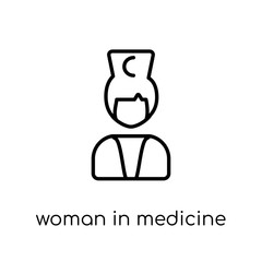 Woman In Medicine icon. Trendy modern flat linear vector Woman In Medicine icon on white background from thin line Ladies collection
