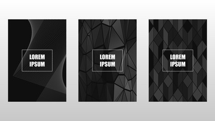 Set of covers, brochure, flyer template design. Black and white geometric background. Vector illustration