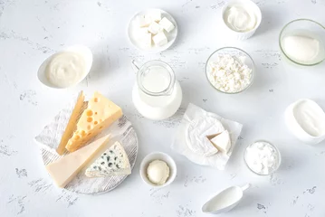 Papier Peint photo Produits laitiers Assortiment de produits laitiers