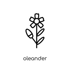 Oleander icon. Trendy modern flat linear vector Oleander icon on white background from thin line nature collection