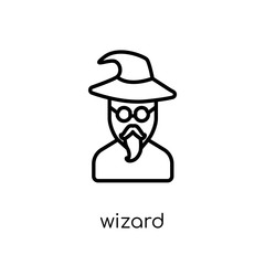 Wizard icon. Trendy modern flat linear vector Wizard icon on white background from thin line Fairy Tale collection